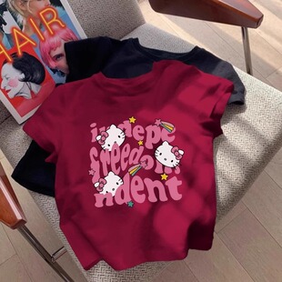 女大童纯棉短袖T恤2026新款夏季儿童宝宝卡通印花女孩宽松上衣潮