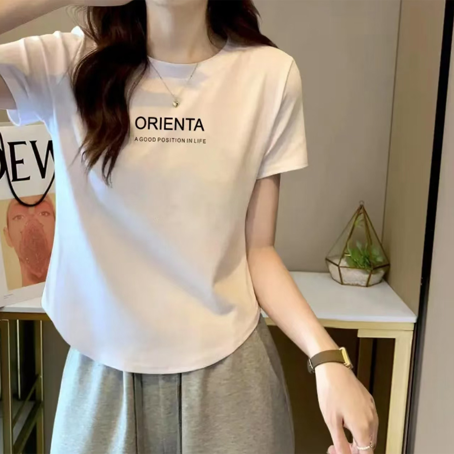 赠运费险女童字母印花短袖T恤