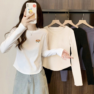 韩版儿童德绒打底衫内搭秋冬女童女孩加绒厚修身短款长袖上衣百搭