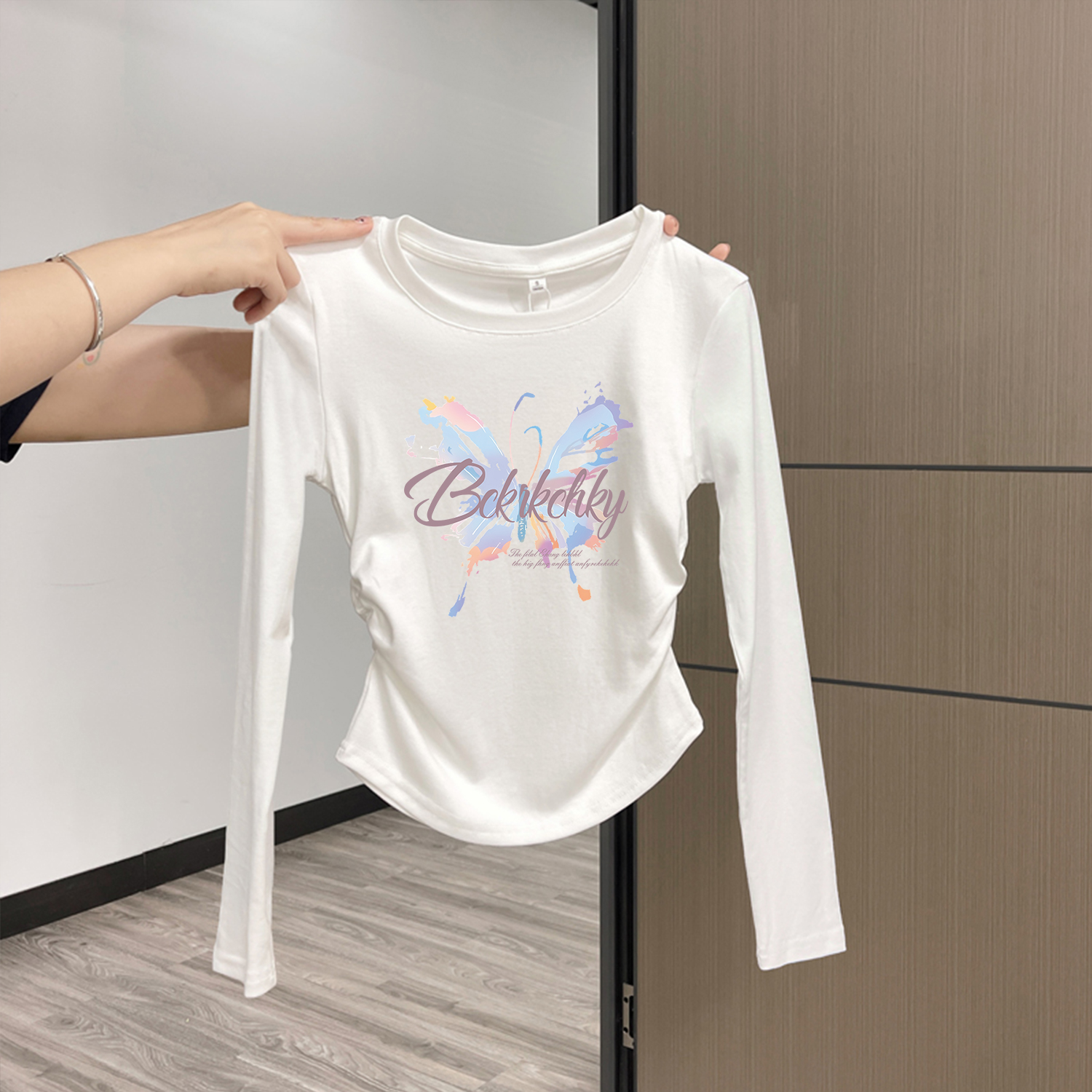 女童打底衫内搭春秋季白色纯棉