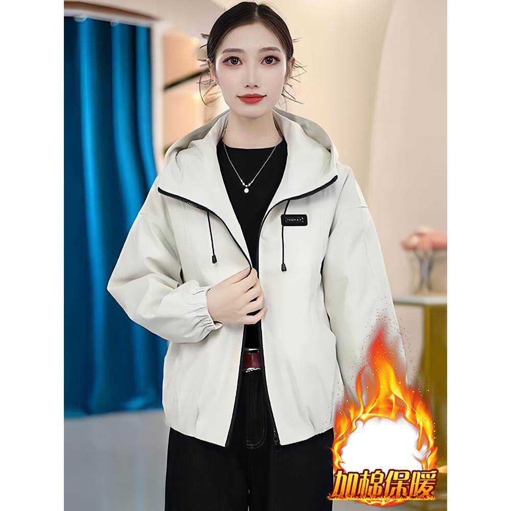 ROUMIKL巨好看的初冬短外套女2025新款宽松大码洋气减龄加绒连帽