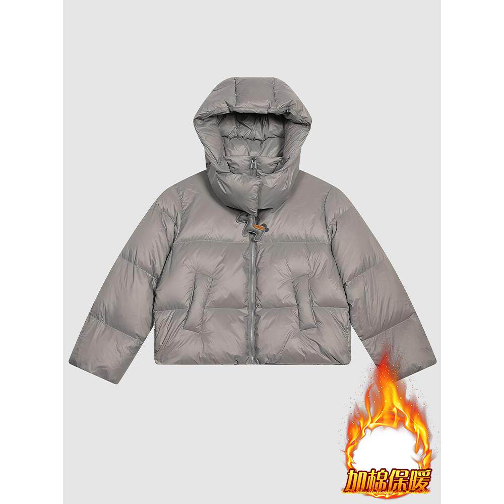 ROUMIKL高级感连帽服女2025新款秋冬季加绒面包服加厚保暖袄外套