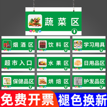 商场卖场超市便利店区域分类划分指示标示牌吊牌定制悬挂牌分区商品引导指向导向牌标签导购标志货架品类告知