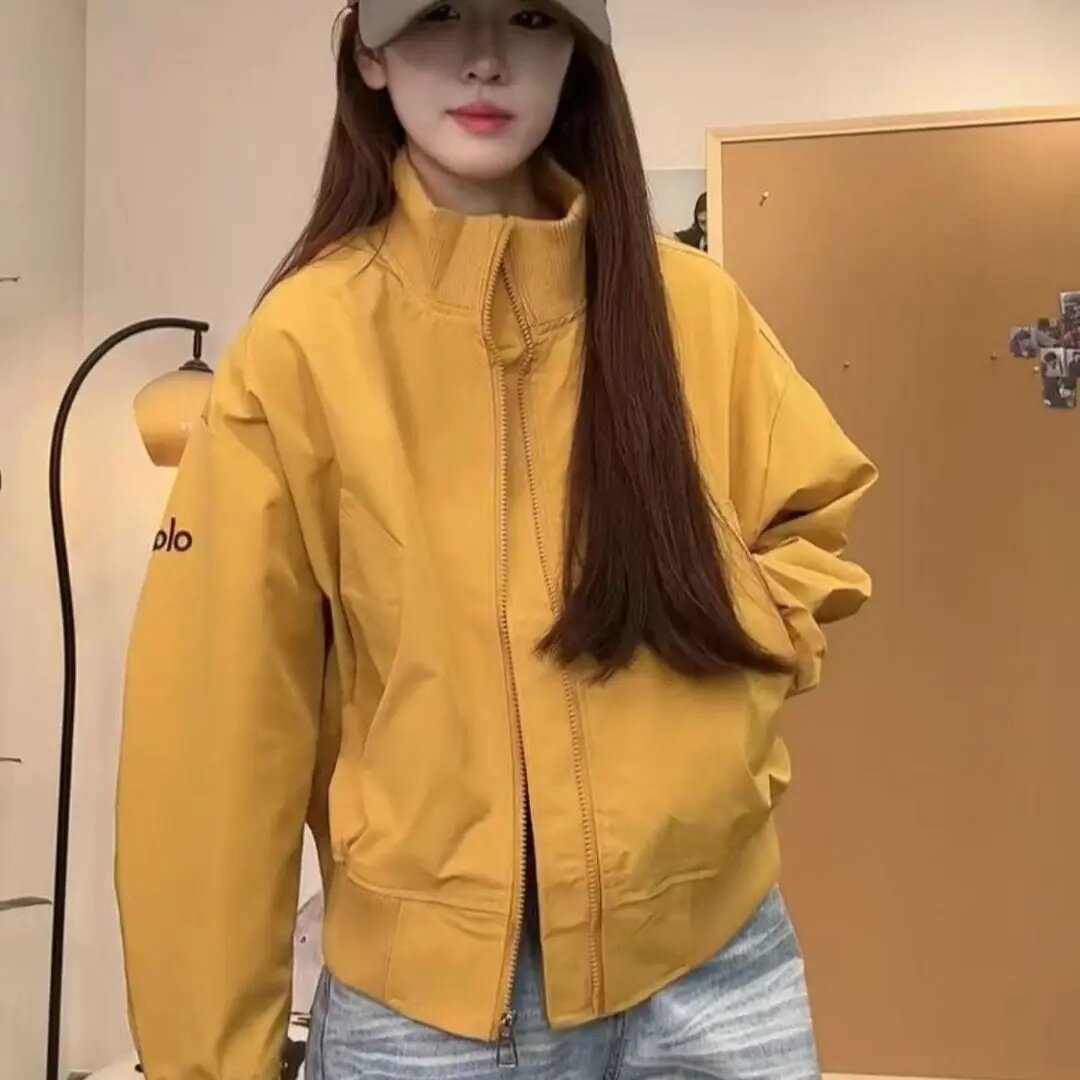 秋季女立领宽松美式长袖棒球服