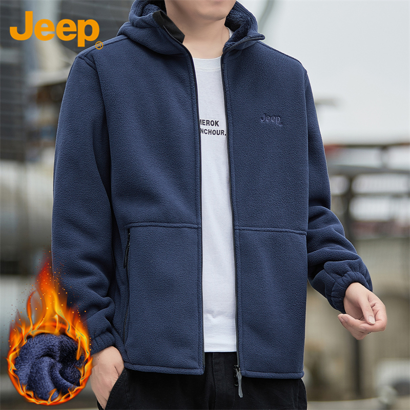 JEEP吉普卫衣男款加绒加厚秋冬