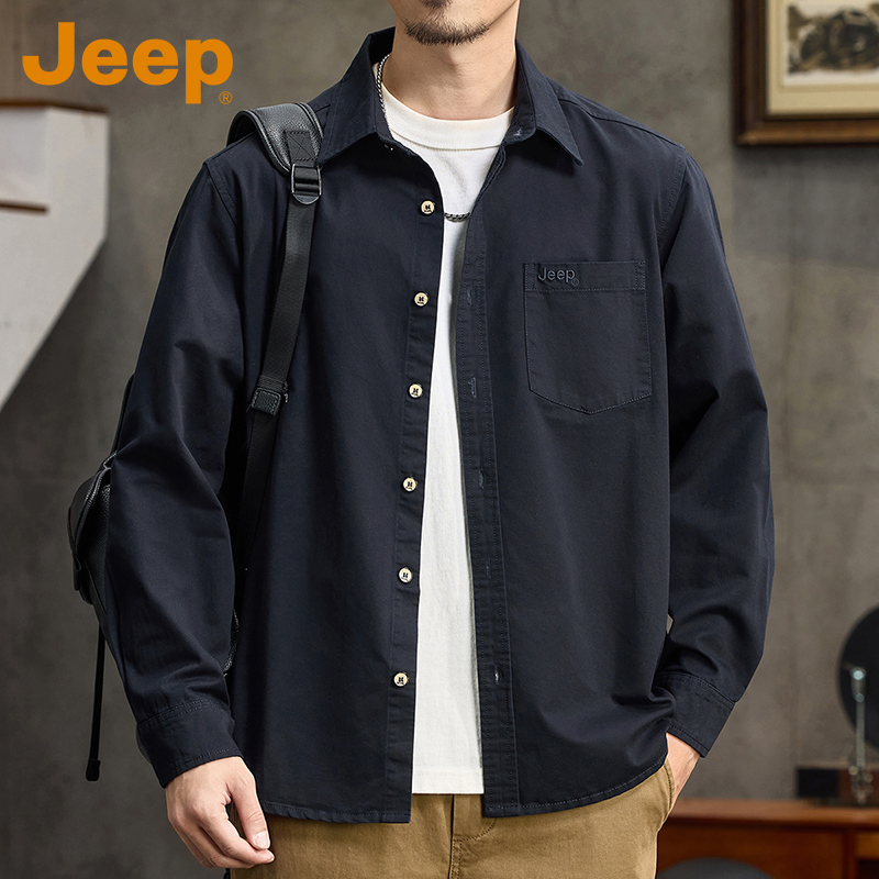 JEEP吉普纯棉长袖衬衫男士
