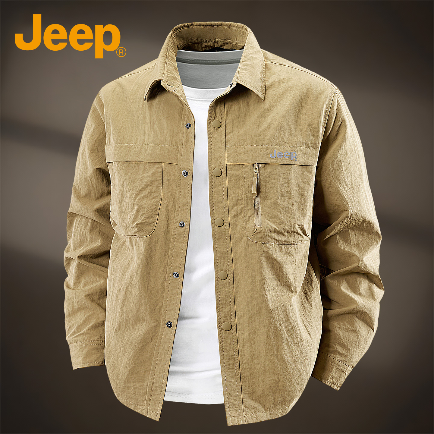 jeep衬衫男款春秋长袖衬衣外套