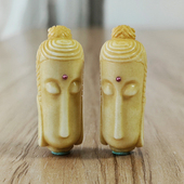 鹿角根付长脸佛头文玩三通配饰diy手串背云提溜编绳挂件藏式 吊坠