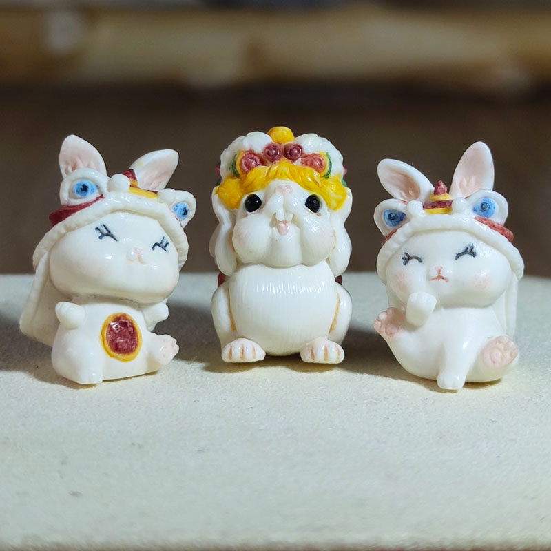 鹿角精雕小兔子合集文玩配饰配珠