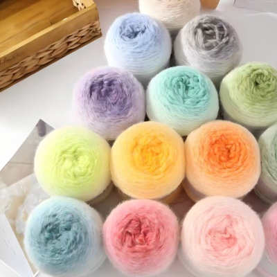 雪球渐变长绒线手工帽子毛毯披肩