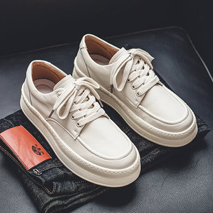 小白鞋男鞋春秋2026新款韩版休闲百搭真皮厚底港风潮鞋个性板鞋