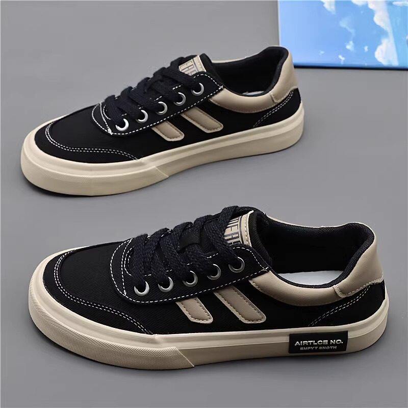 帆布鞋男2026春秋新款透气百搭软底休闲鞋子男士韩版系带板鞋男鞋
