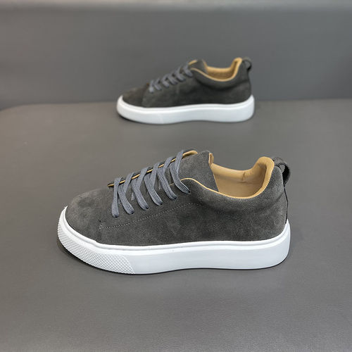 真皮休闲鞋男2025冬季新款磨砂皮面男鞋百搭低帮系带超软底板鞋