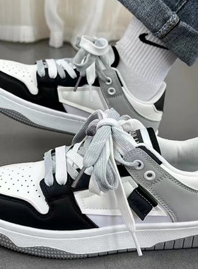 黑色男鞋2025年秋季新款美式潮牌休闲板鞋男士百搭透气情侣运动鞋