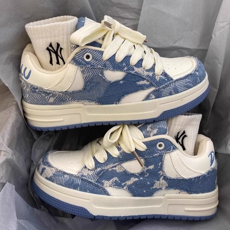 牛仔男鞋休闲板鞋男士厚底面包鞋