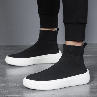 2026夏季 高帮袜子潮鞋 新款 男士 百搭休闲增高帆布鞋 潮牌男鞋