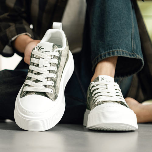 夏季透气美式复古厚底帆布板鞋男