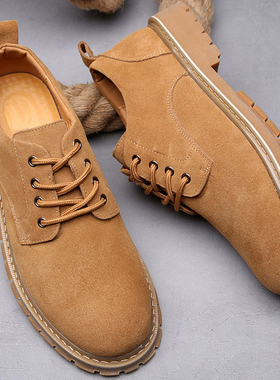 真皮男鞋秋季美式潮牌工装鞋复古休闲翻毛皮马丁靴男士英伦风皮鞋