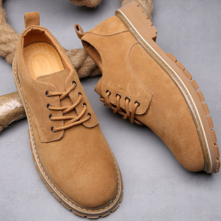 真皮男鞋秋季美式潮牌工装鞋复古休闲翻毛皮马丁靴男士英伦风皮鞋