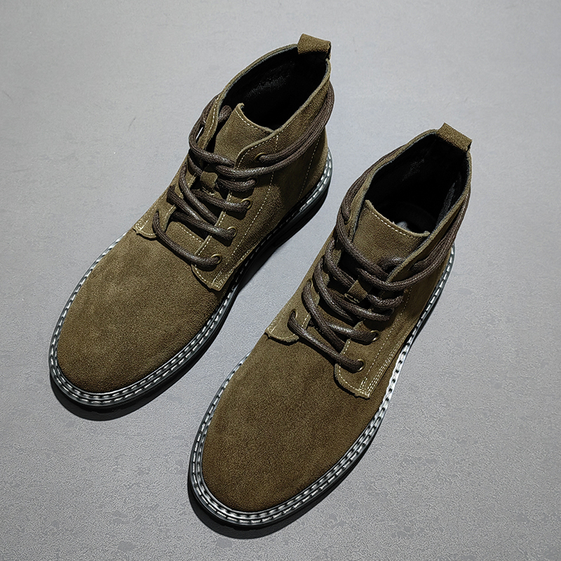 复古中帮工装靴翻毛皮休闲百搭