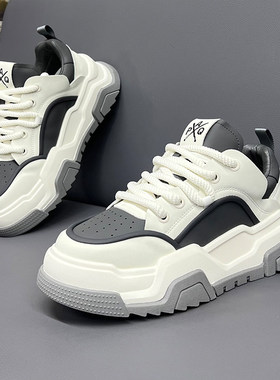 老爹鞋男2025冬季新款季韩版休闲厚底轻奢高端真皮耐磨软底小白鞋