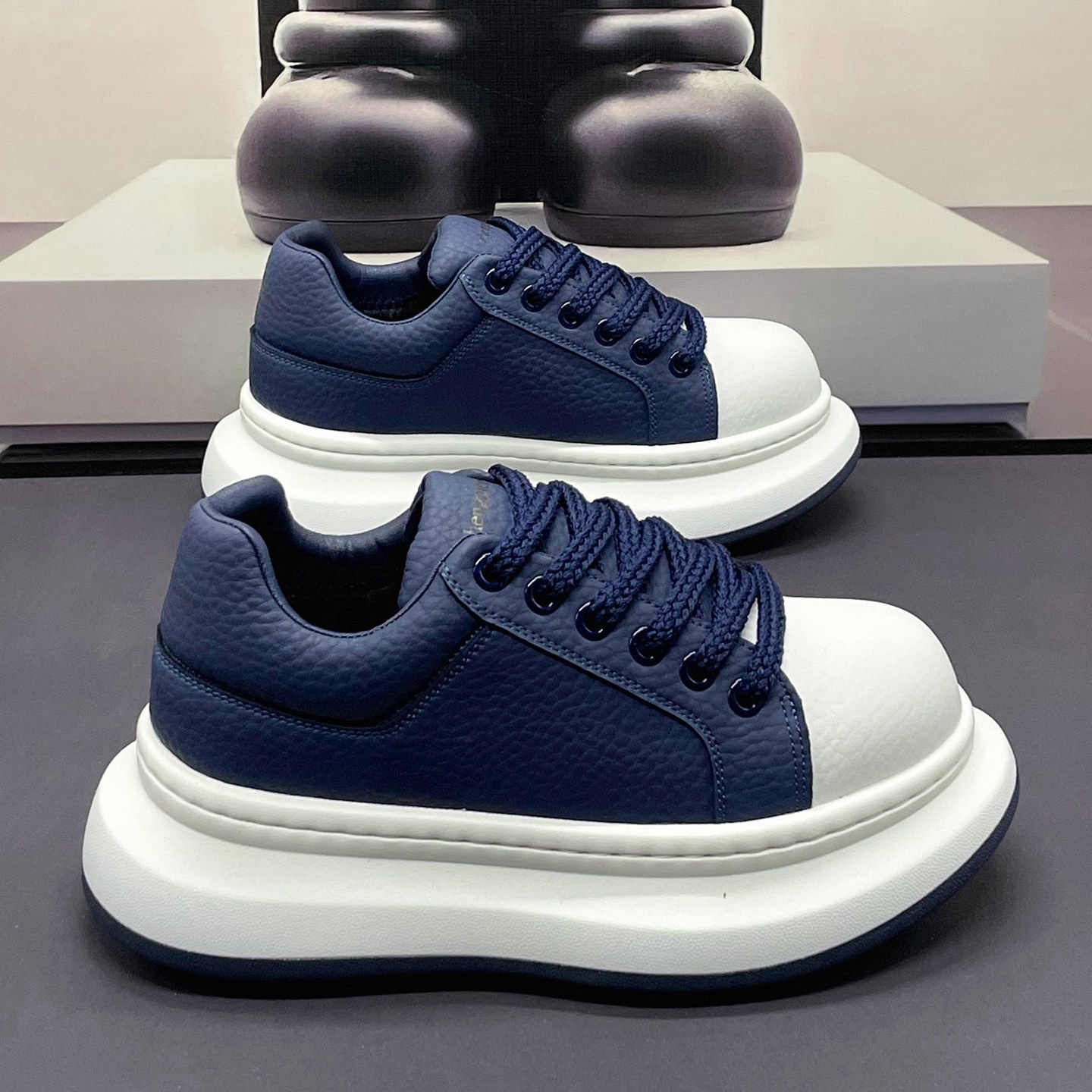 潮牌男鞋春秋2026新款厚底增高面包板鞋简约纯色舒适休闲老爹潮鞋,流行男鞋,休闲板鞋,淘宝优惠券,粉丝福利购,淘宝优惠卷