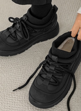 雪地靴男2025冬季新款加绒加厚棉鞋男黑色户外厚底防寒保暖棉靴