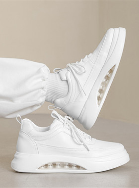 小白鞋男2025冬季新款休闲内增高男鞋时尚百搭男士厚底气垫板鞋子