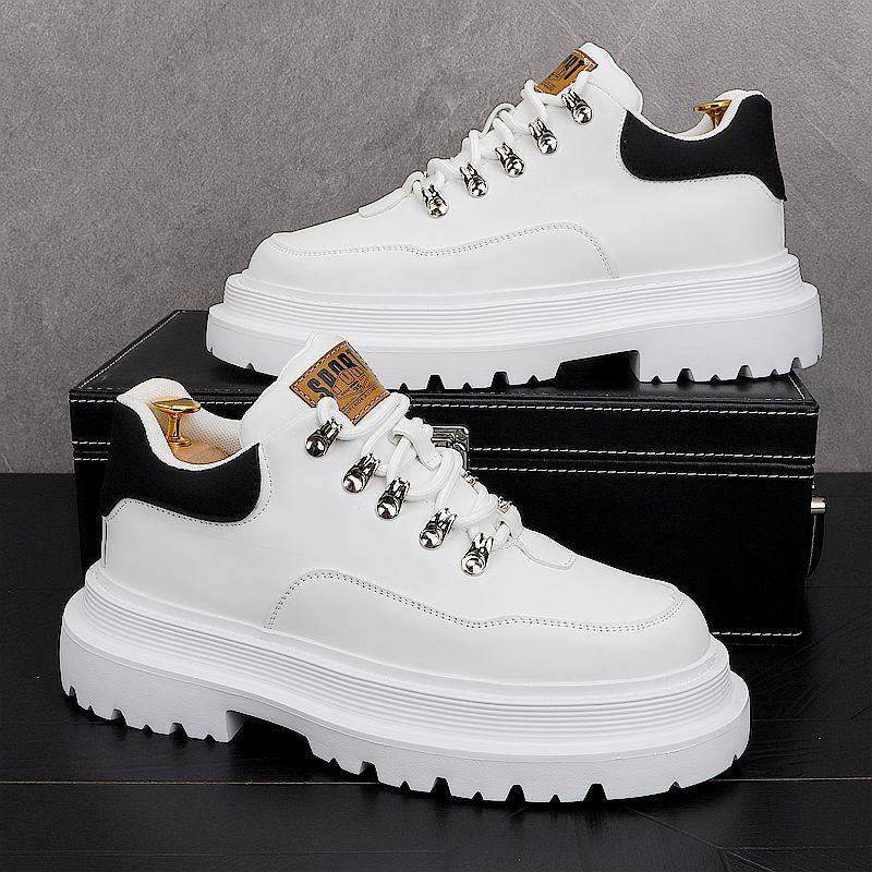 潮牌小白鞋男2026春秋新款百搭商务休闲皮鞋厚底男士加绒工装棉鞋,流行男鞋,休闲板鞋,淘宝优惠券,粉丝福利购,淘宝优惠卷