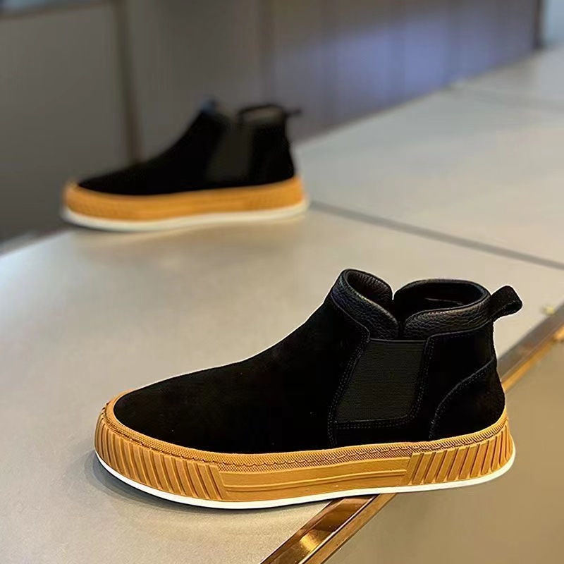 纯色复古运动休闲加绒冬季切尔西