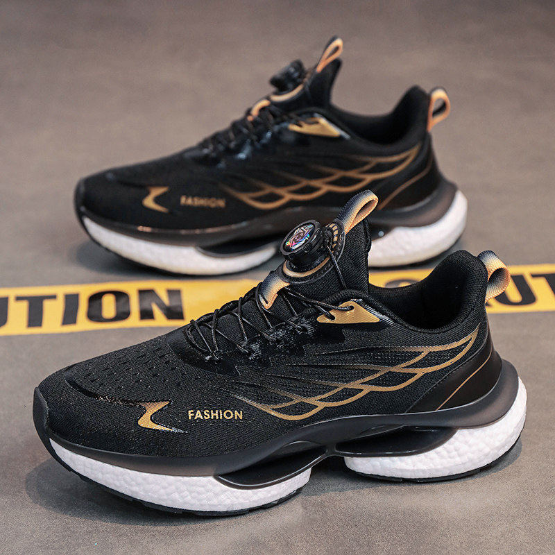 潮牌男鞋2026夏季新款运动鞋旋转纽扣免系鞋带软底情侣休闲跑步鞋