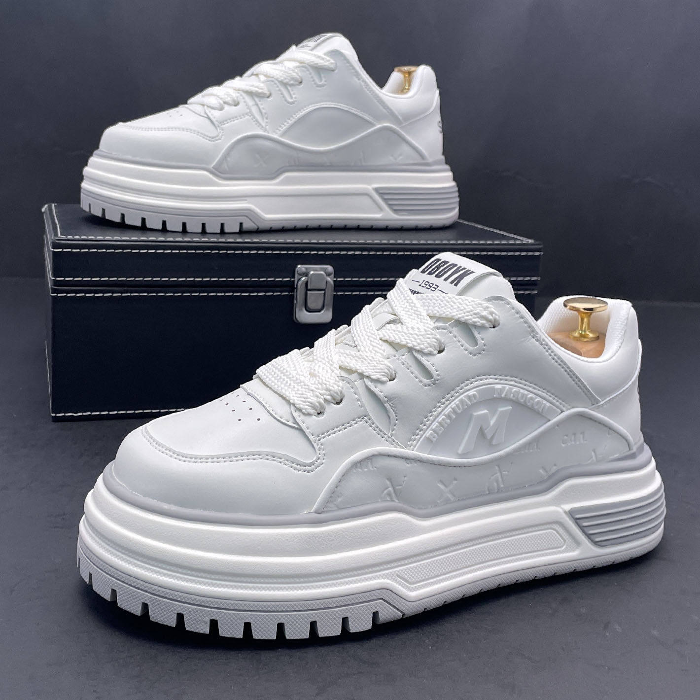 小白鞋男士2026新款韩版时尚厚底百搭板鞋子潮流网红运动休闲鞋,流行男鞋,休闲板鞋,淘宝优惠券,粉丝福利购,淘宝优惠卷