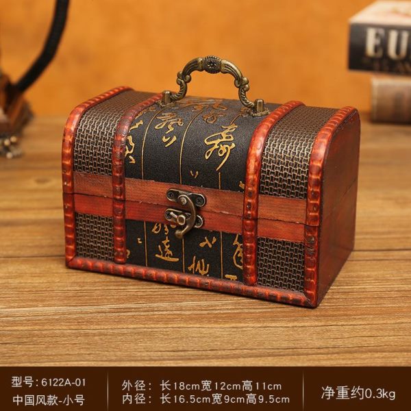 收纳箱宝箱密码锁首饰木盒子杂物盒藏儿童复古百宝箱储物盒木箱子