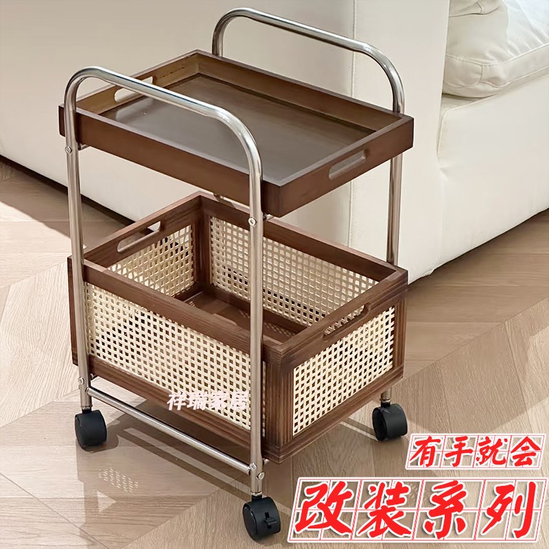 中古diy边几可移动小推车沙发边柜置物架客厅茶S水架不锈钢脸盆架