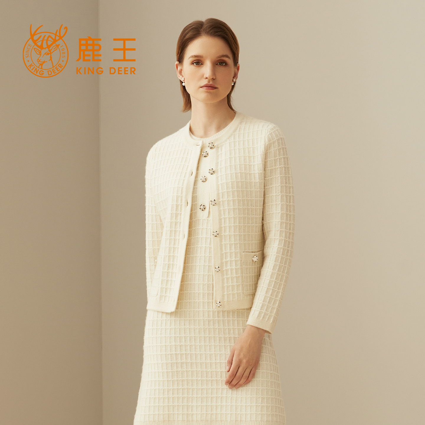 鹿王商场同款100%纯山羊绒开衫