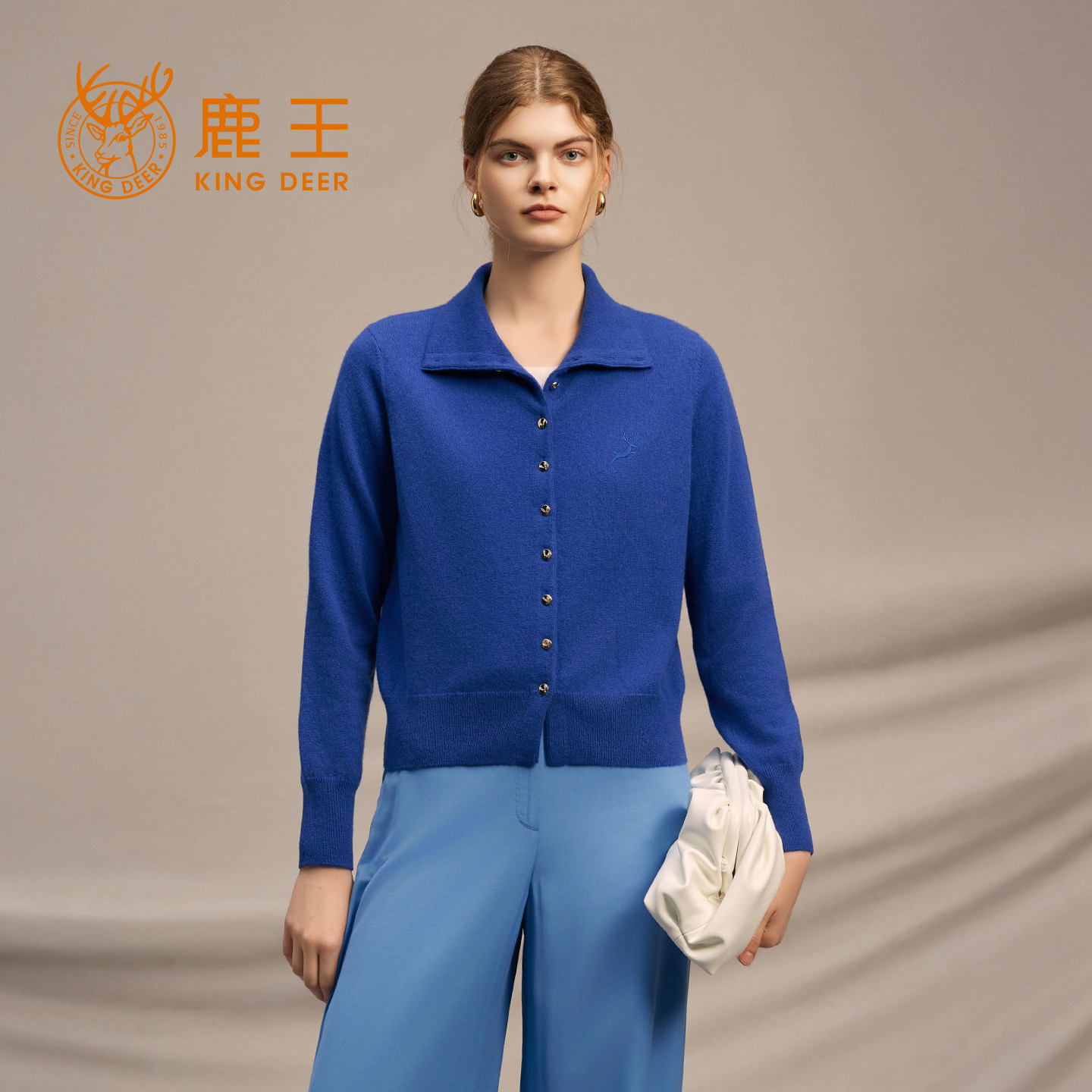 鹿王100%山羊绒衫女翻领开衫纯色针织衫毛衣内搭保暖25年秋冬新款,女装/女士精品,羊绒衫,淘宝优惠券,粉丝福利购,淘宝优惠卷