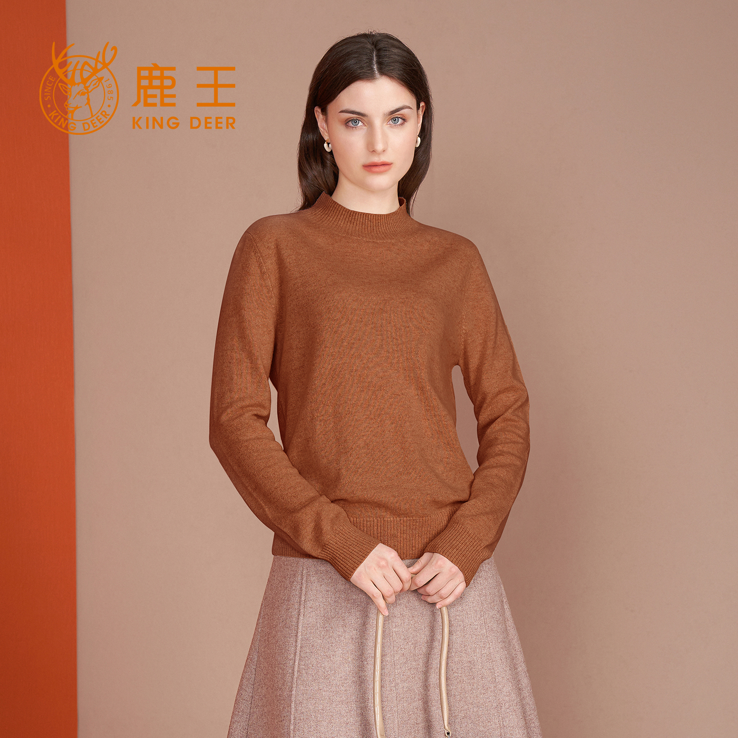 鹿王羊绒衫女士半高领
