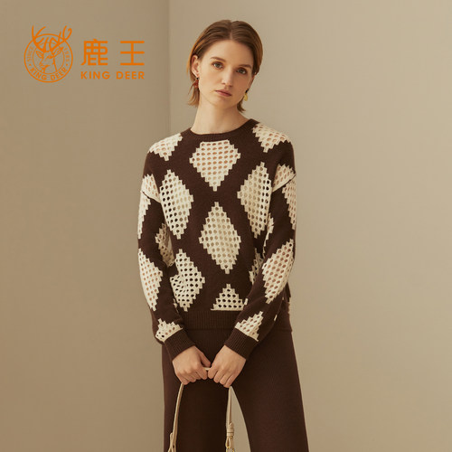 鹿王休闲简约羊绒衫宽松显瘦