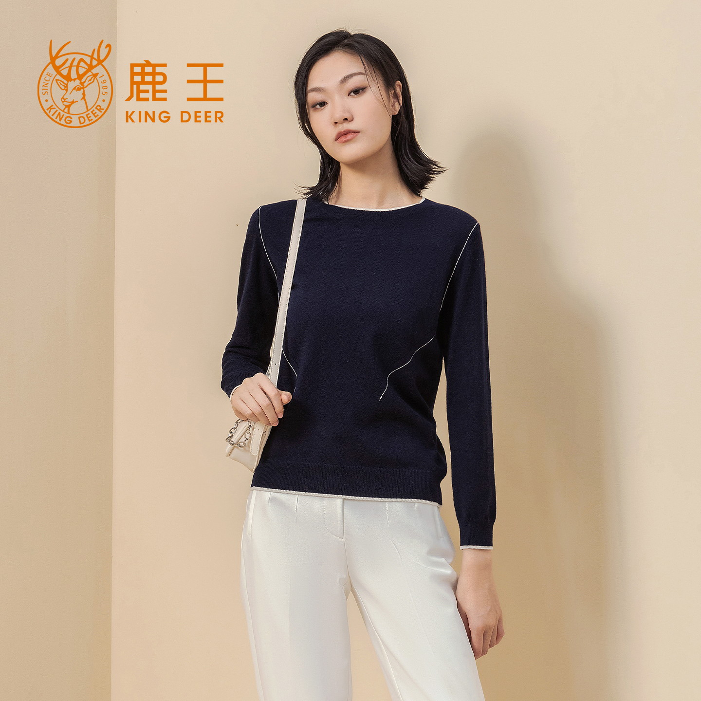 羊绒衫KingDeer/鹿王圆领女士