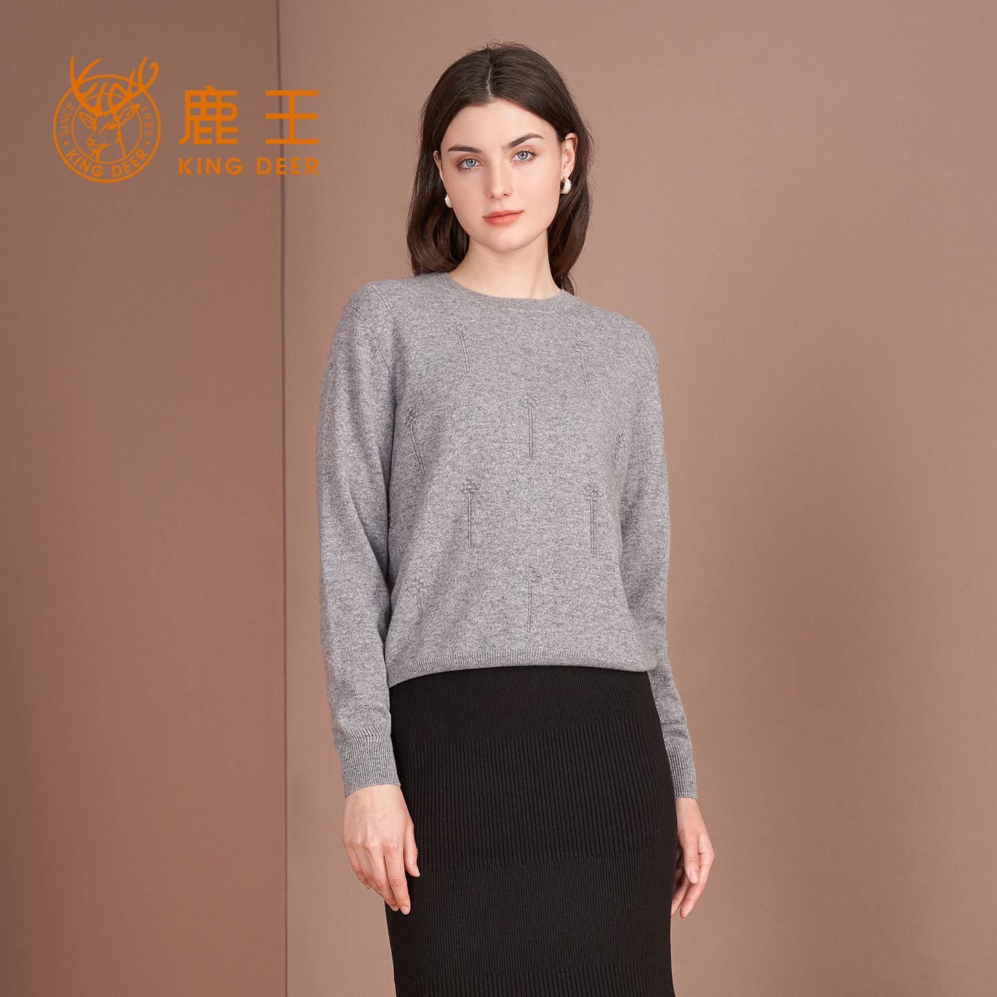 KingDeer/鹿王新款纯羊绒衫女士
