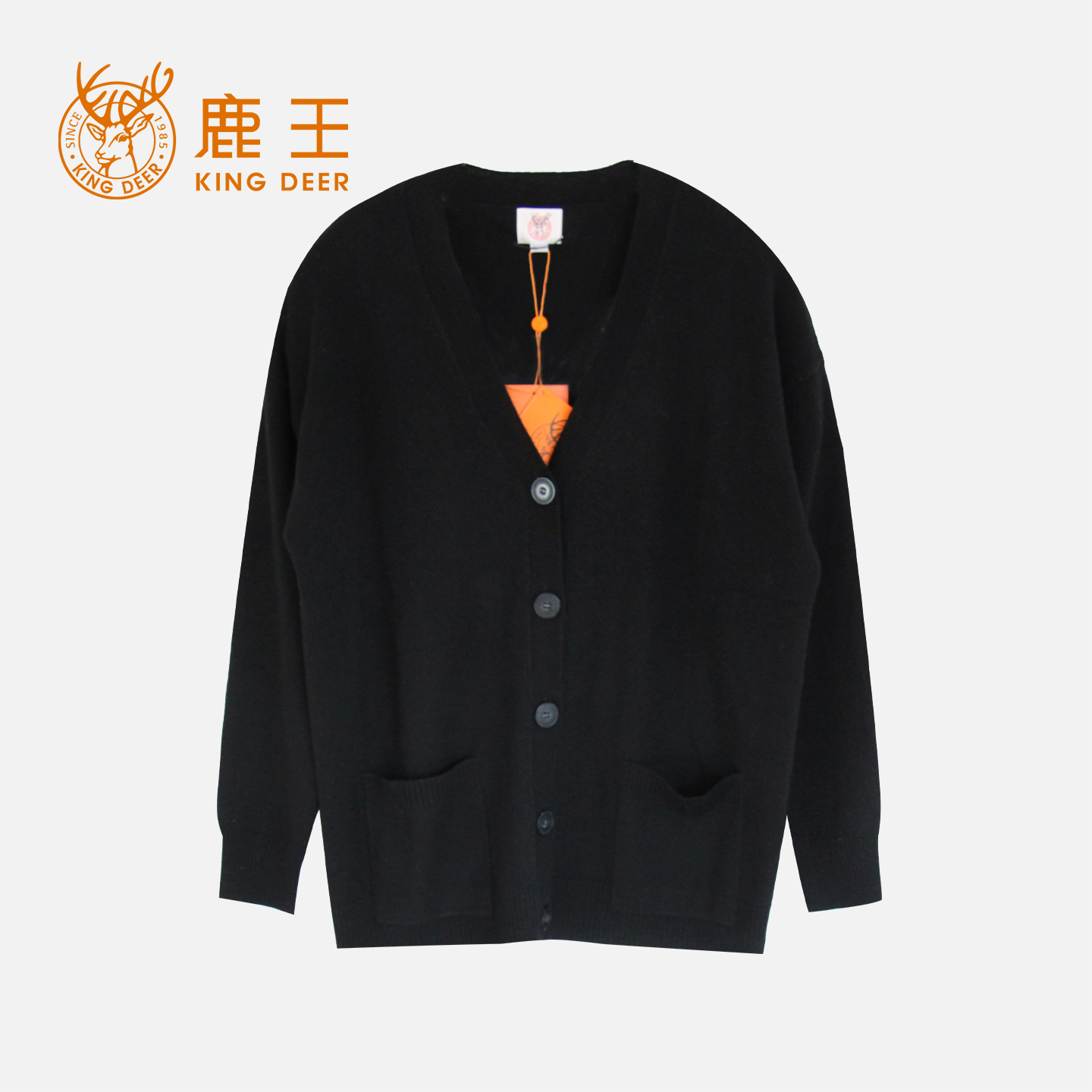 羊绒衫男女亲子同款V领纽扣开衫