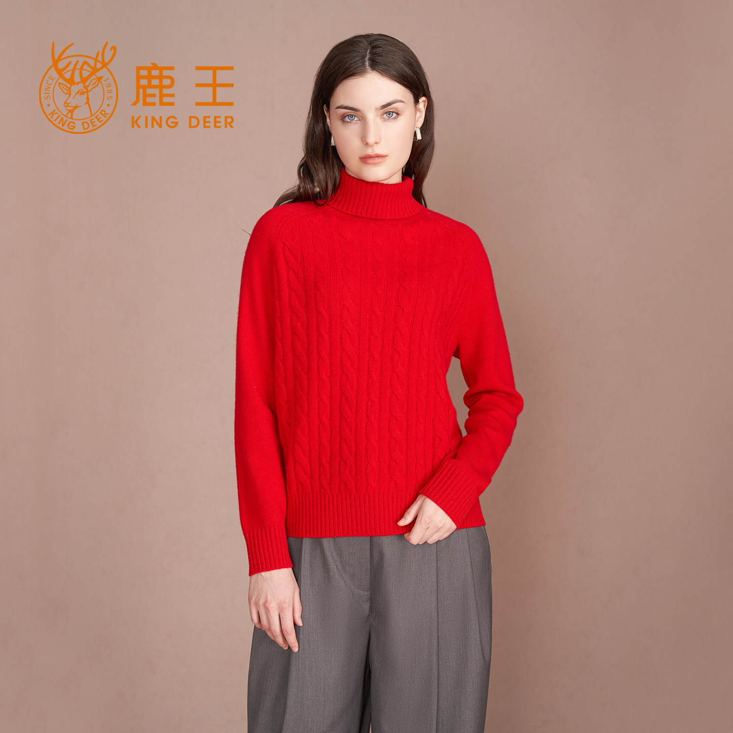 鹿王100%羊绒衫女士樽领变化组织保暖简约百搭高级套头衫春秋新款,女装/女士精品,羊绒衫,淘宝优惠券,粉丝福利购,淘宝优惠卷