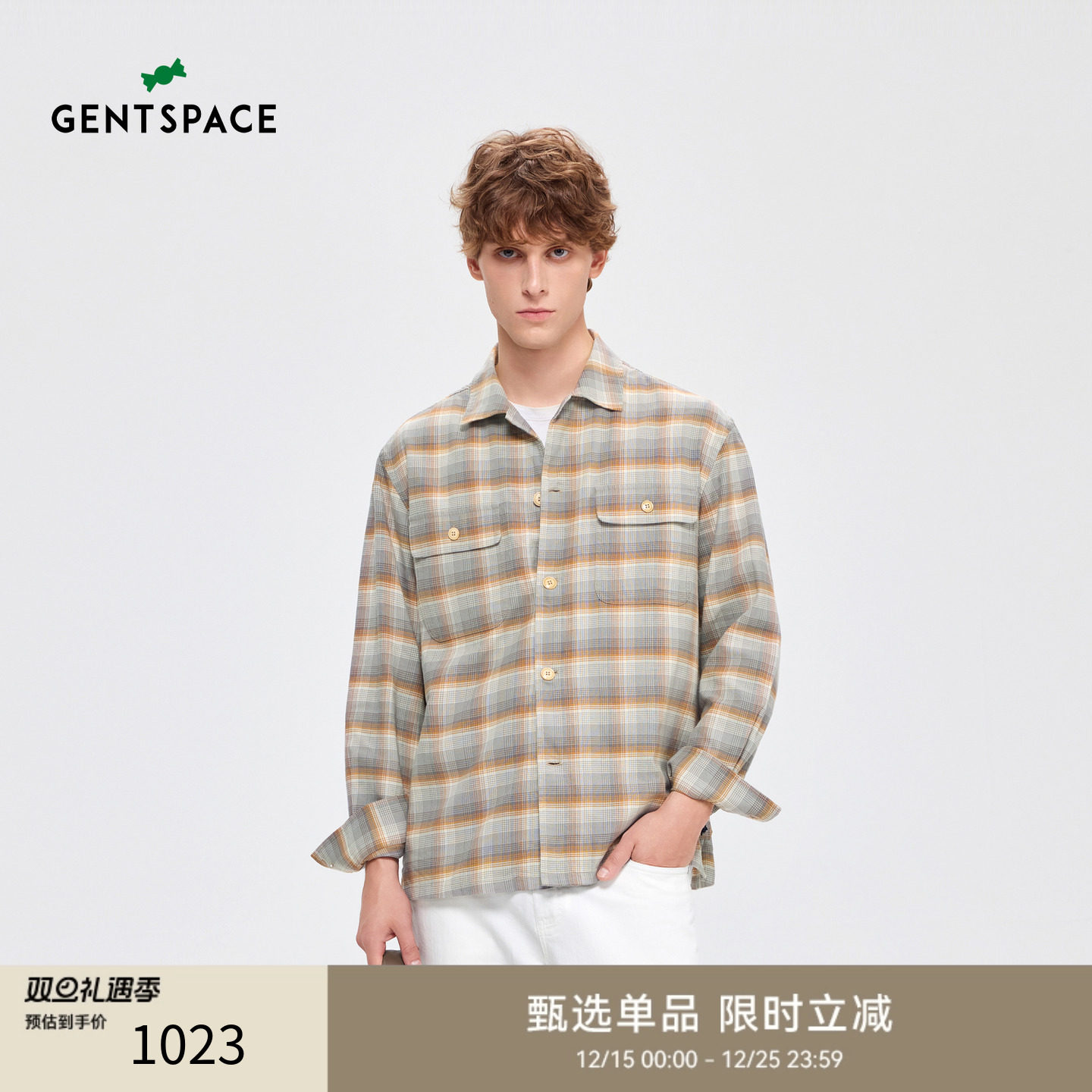 GENTSPACE2025秋季新品男士格纹长袖外穿衬衫