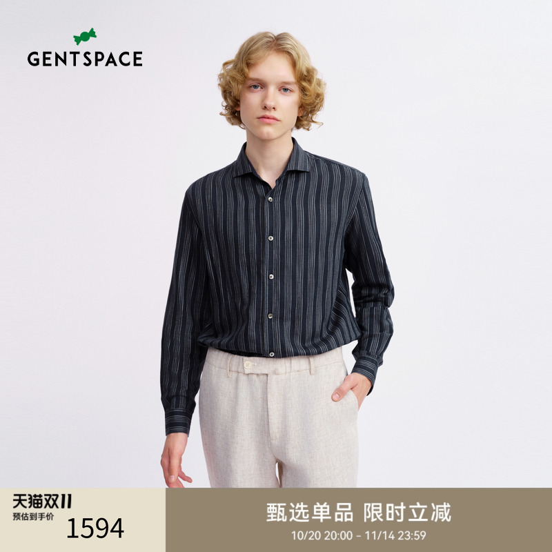 GENTSPACE温莎领条纹长袖衬衫