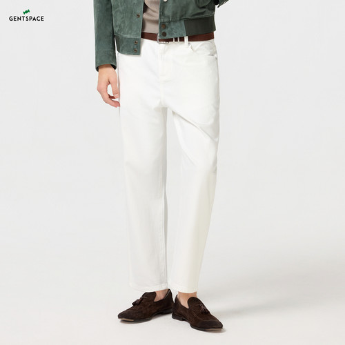 GENTSPACE2025年春新品简约宽松直筒时尚白色松弛牛仔裤