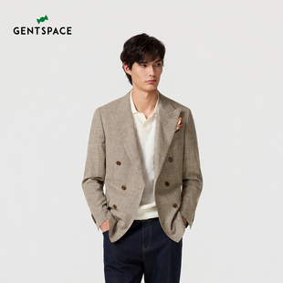 GENTSPACE26年春季新品舒适混纺威尔士亲王格单西男士西服外套