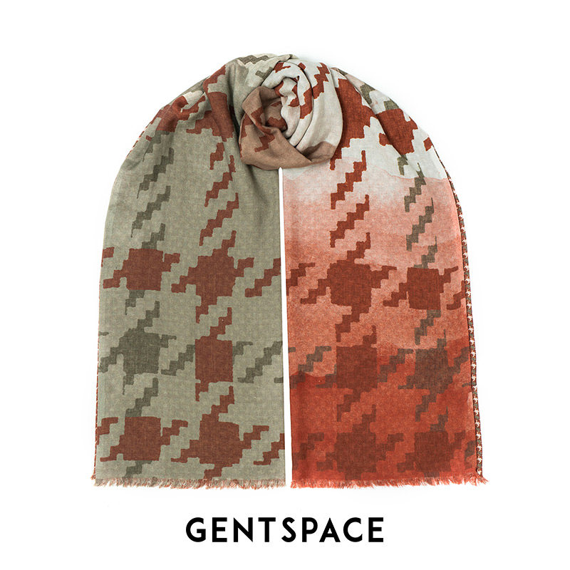 GENTSPACE深红色绵羊毛围巾