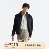 GENTSPACE 藏青针梭织拼接双贴袋针织外套 2023秋冬新品