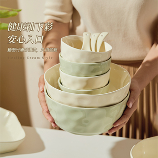碗碟套装家用2025新款高颜值奶油风轻奢乔迁餐具陶瓷盘子菜盘饭碗