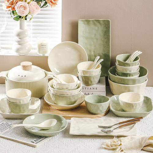 奶油风碗碟套装家用乔迁新婚礼物